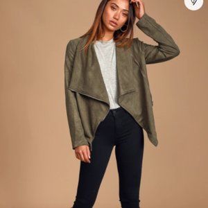 Wild at Heart Olive Green Vegan Suede Moto Jacket